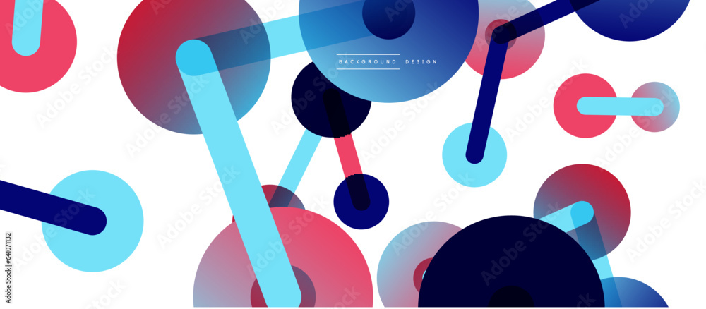 Poster Line points connections geometric abstract background. Circles connected by lines. Trendy techno business template for wallpaper, banner, background or landing