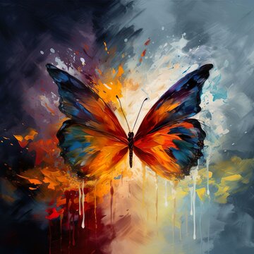 an abstract painting of a flying butterfly. 
Generative AI