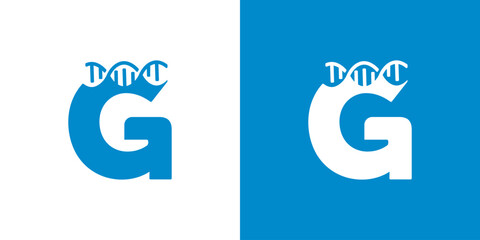 DNA Helix Letter G Logo Design, Genetics Vector Design