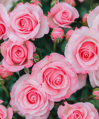 Beautiful summer flowers as background. Blossoming delicate roses on blooming flowers festive background, pastel and soft bouquet floral card.