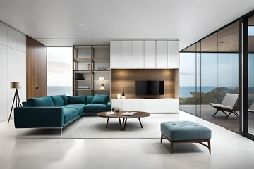 modern living room with fireplace