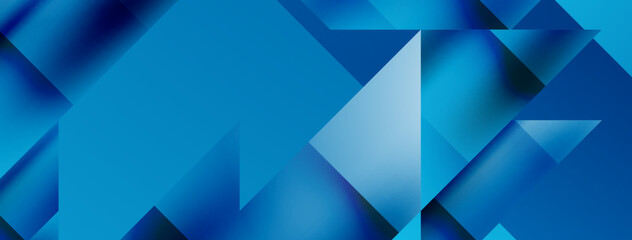 Obraz premium Vivid abstraction unfolds. Triangles in seamless harmony, composing dynamic geometric backdrop. Interplay of angles and hues forms captivating tapestry, evoking modernity and artistic allure