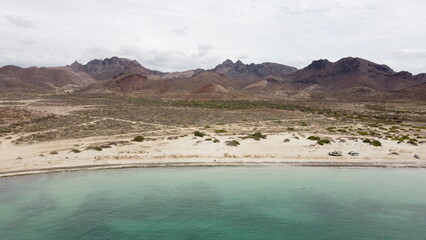 drone photography at el tecolote beach in baja california sur mexico