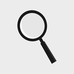 Black magnifier. Simple vector magnifying glass illustration. Zoom object with magnifier isolated. Search symbol.