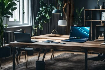 desk with computer