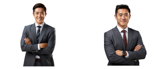 asian business man, happy face on transparent backgrounds on transparent backgrounds . Generative AI