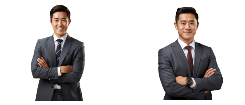 asian business man, happy face on transparent backgrounds on transparent backgrounds . Generative AI