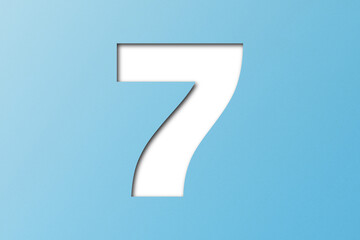 Light blue confetti font number 7 isolated on transparent background.
