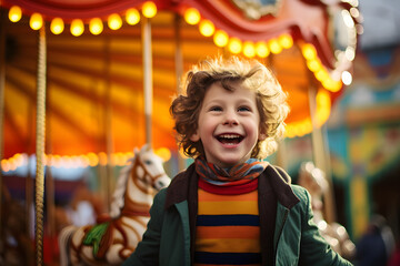 portrait of happy child in theme park