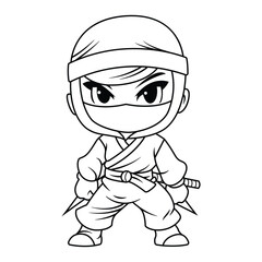 adorable ninja coloring page isolated clean and minimalistic simple line artwork kids friendly