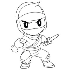 ninja coloring page for kids isolated clean and minimalistic playful ninja line artwork