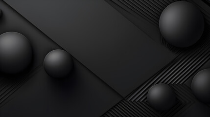 Black abstract background with 3D spheres. Vector illustration. Generative AI