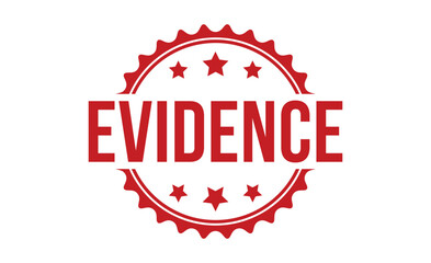 Evidence stamp red rubber stamp on white background. Evidence stamp sign. Evidence stamp.