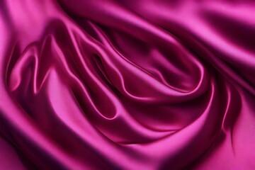 Obraz premium Closeup of rippled magenta color satin fabric cloth texture background