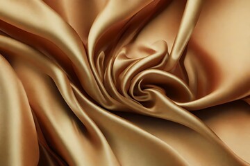Closeup of rippled corel color satin fabric cloth texture background