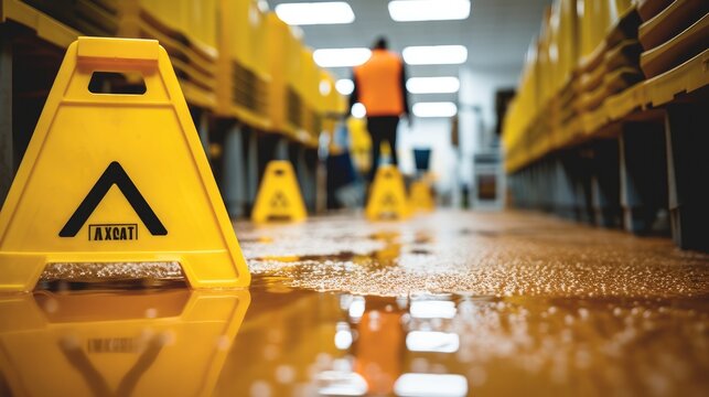 Caution wet floor sign on floor.