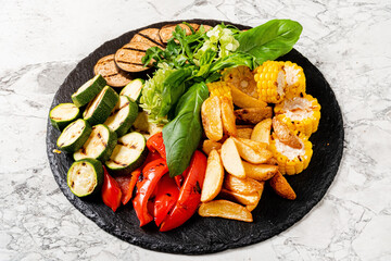 grilled vegetables on the plate