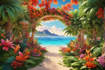 Fototapeta na wymiar tropical beach wallpaper