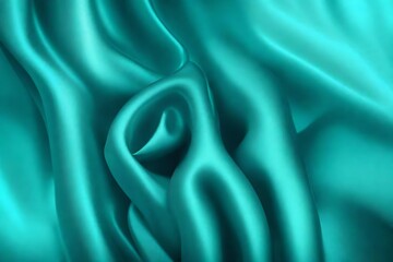 Obraz premium Closeup of rippled cyan color satin fabric cloth texture background
