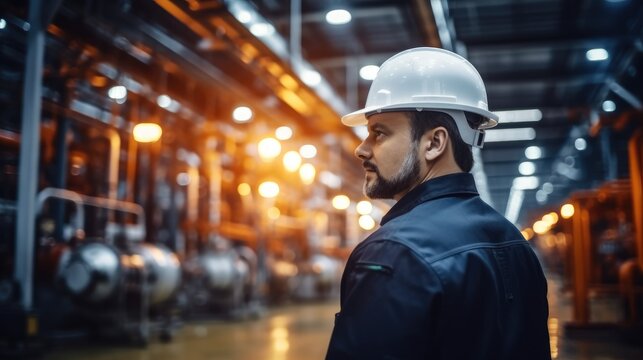 Engineer checking machine in a production line of the manufacturing industry.