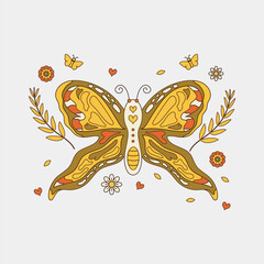 Obraz premium Butterfly Retro Hand Draw