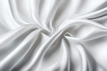 Obraz premium Closeup of rippled white color satin fabric cloth texture background