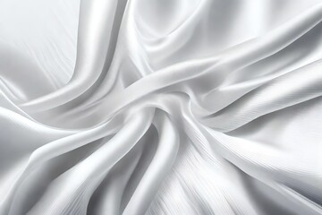 Closeup of rippled white color satin fabric cloth texture background - obrazy, fototapety, plakaty