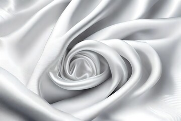 Closeup of rippled white color satin fabric cloth texture background