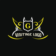 vintage logo template with yellow and white color