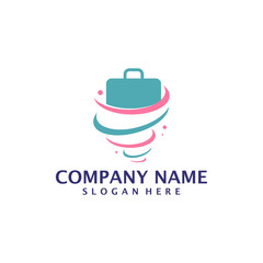 Fototapeta premium Tornado with Suitcase logo design vector. Suitcase logo design template concept