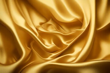Obraz premium Closeup of rippled golden color satin fabric cloth texture background