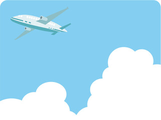 Obraz na płótnie Canvas 飛行機が雲の上を飛ぶイラスト