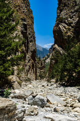 The spectacular scenery of the Samaria Gorge in Western Crete, Greece