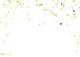 Gold confetti isolated on white background. Festive decoration. Vector illustration
