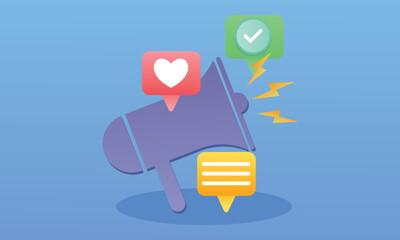 Modern megaphone.on blue background.Vector Design Illustration.