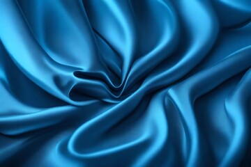 Obraz premium Closeup of rippled blue color satin fabric cloth texture background