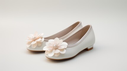 white bridal shoes on white