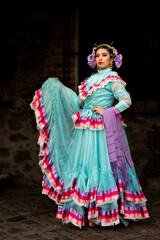 Pretty Woman wearing traditional costumes dress typical and folklore 