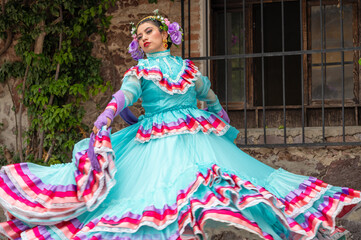 Fototapeta premium Pretty Woman wearing traditional costumes dress typical and folklore 
