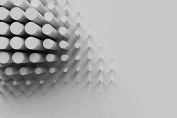 White minimal pattern background the circle pattern changes to a gradual size, 3d rendering
