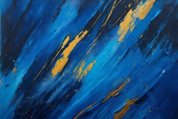 Blue abstract acrylic painting on canvas texture - obrazy, fototapety, plakaty