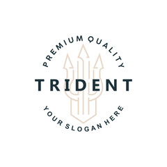 Neptune Poseidon Trident Logo, Spear Simple Vintage Template Design