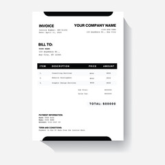 Business invoice form template. Invoicing quotes, money bills or price invoices and payment agreement design templates. Tax form, bill graphic or payment receipt page vector