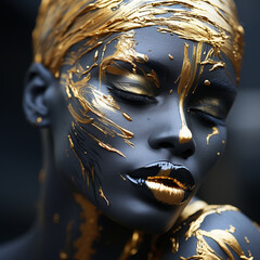 A black woman painted in gold  Generative AI