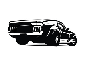 ford Mustang 1974 silhouette. premium vector design. isolated white background showing from behind bottom. best for logos, emblems, badges and the vintage car industry