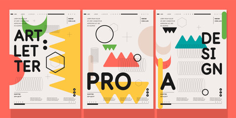 A set of vector illustrations. Abstract posters. Images of geometric shapes and abstract elements.