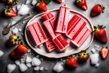 Obraz na płótnie Canvas Ice-cream and strawberry