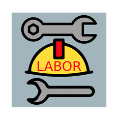 illustration of a labor day label for sale