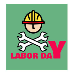 Labor day construction worker with helmet