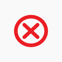 red wrong, delete, cross icon vector